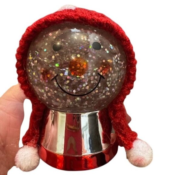Snowman Glitter Wine Bottle Stopper With Red Knit Hat - Picture 2 of 7
